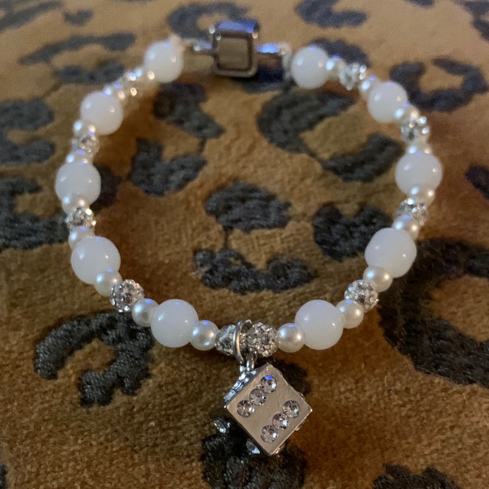 Handmade rhinestone dice bracelet 🎲
